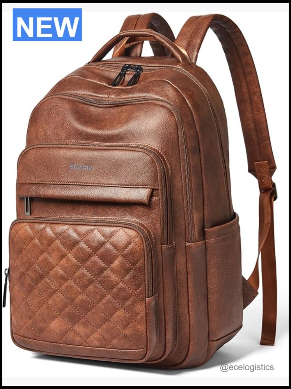 Laptop Backpack with 15.6-17 Inch Laptop Compartment, 43L Vegan Leather,